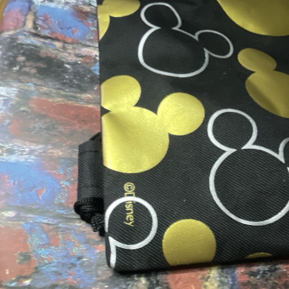 Disney Mickey Mouse Large Black & Gold Drawstring Backpack Bag - Picture 3 of 3